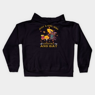 Just A Girl Who Loves Fall & Bat Funny Thanksgiving Gift Kids Hoodie